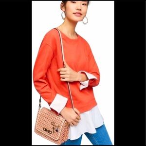 Anthropologie Layered Poplin Sweatshirt Size S
